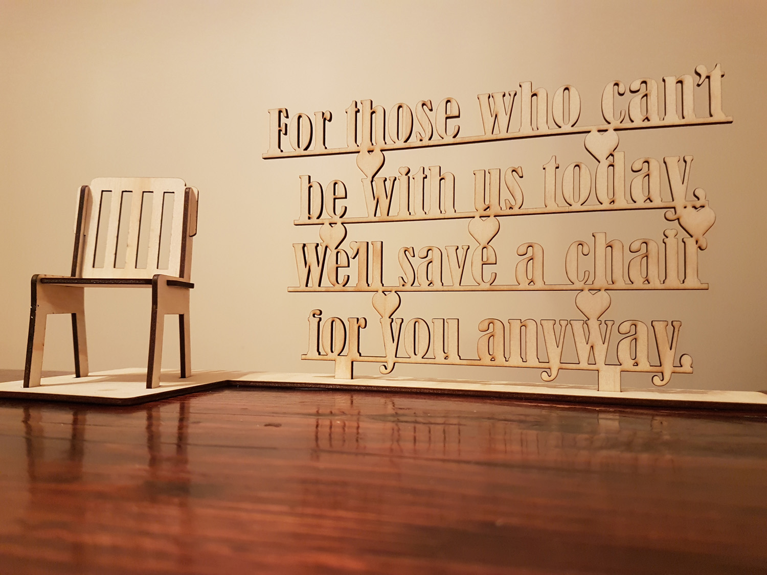 Laser Cut Plywood - Spare chair to remember a loved one